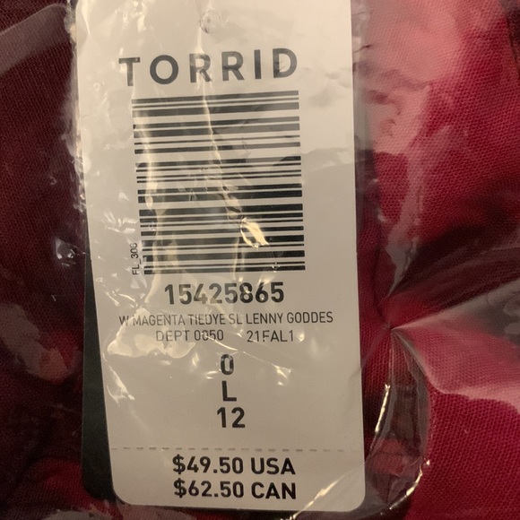 Torrid magenta and red tiedye stretch rayon top size 12  Beautiful colors! - Picture 4 of 4